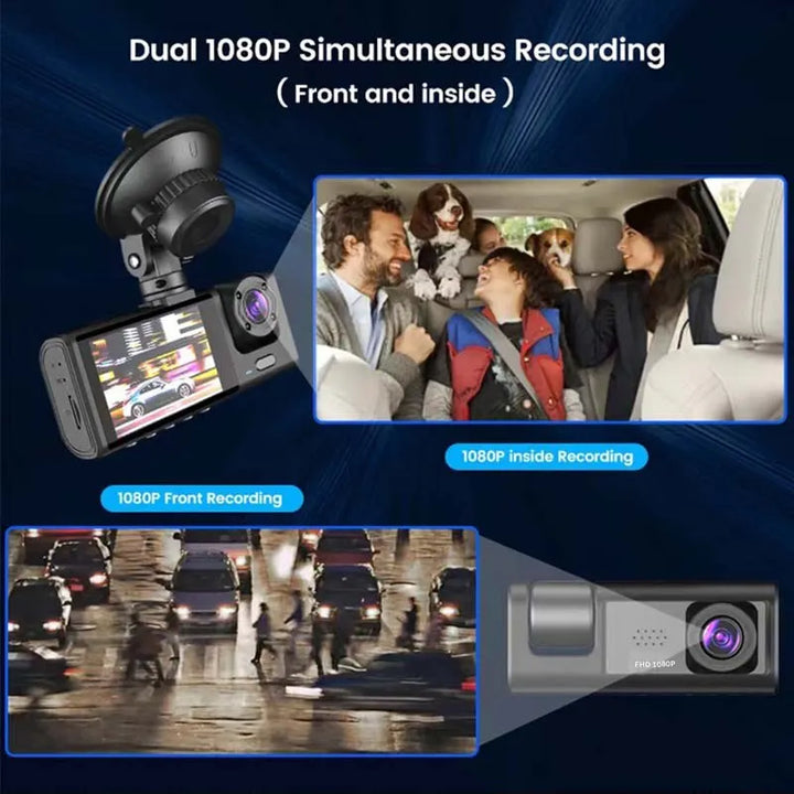 2 & 3 Dash Cam W/ IR Night Vision Loop Recording & 2" IPS Screen 1080P, Multi functional Dash cam Infared night vision, Parking lot monitoring dash cam