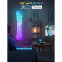 Modern Floor Lamp, RGB Color Changing Led Smart Lamp Alexa APP Control with DIY Mode, Music Sync and White Fabric Shade