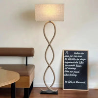 Nordic style Lamp, Nordic Retro Wabi Sabi Hemp Rope Fabric Shade Led Floor Lamp Living Room Home Decor Nordic Light