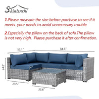Gorgeous new 5 Pieces Outdoor Patio Sectional Sofa Couch, Silver Gray PE Wicker Furniture Conversation Sets with Washable Cushions