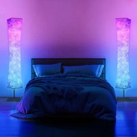 Modern Floor Lamp, RGB Color Changing Led Smart Lamp Alexa APP Control with DIY Mode, Music Sync and White Fabric Shade