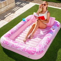 Barbie style Inflatable Water Swimming Bed Mattress Float With Pillow PVC Inflatable Tanning Pool Suntan Tub