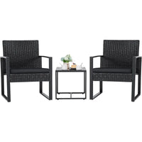 Flamaker 3 Pieces Patio Set Outdoor Wicker Furniture Sets Modern Rattan Chair Conversation Sets with Coffee Table