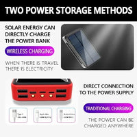 Solar Wireless Power Bank Portable 80000mAh Charger 4USB External Battery Flashlight for Xiaomi IPhone Samsung