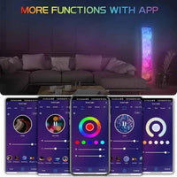 Modern Floor Lamp, RGB Color Changing Led Smart Lamp Alexa APP Control with DIY Mode, Music Sync and White Fabric Shade