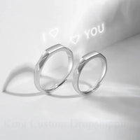 Adjustable Light Sculpte projection Reflective Couple Sterling Silver 925 Ring Valentine's Day Wedding Anniversary Fashion Gift.