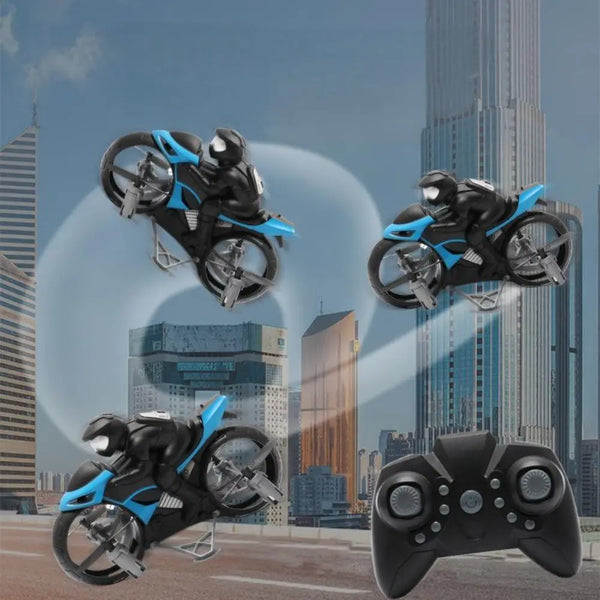Remote Control Motorcycle Airplane Land and Air Tumbling Dual-purpose Stunt Drift Charging Drone, Stunt flying motorcycle