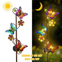 2 Pack Solar Garden Light Metal Butterfly Solar Stake Light Outdoor Waterproof Solar Pathway Light for Yard Lawn Patio Landscape