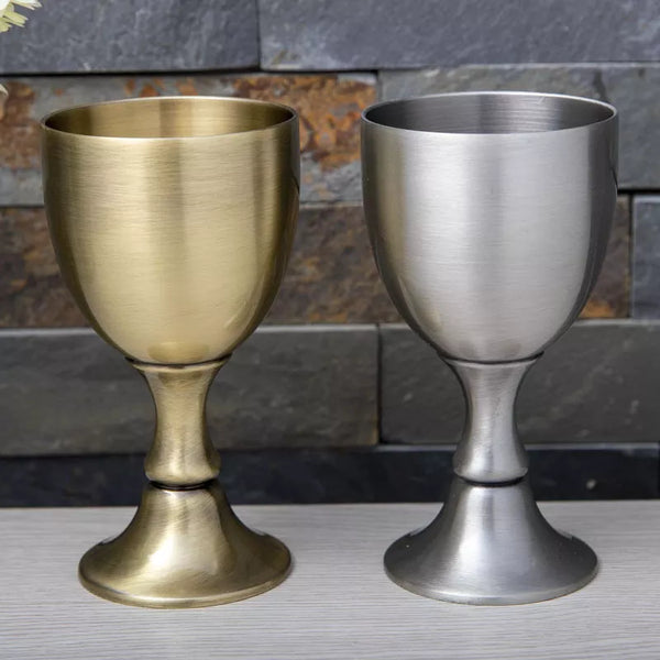 Wine Goblets , 120ml Zinc Alloy Retro Wine Glass, Liquor Bar Wine Glasses, High-end Wine Set Creative Embossed Goblet Home Glass Barware