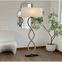 Nordic style Lamp, Nordic Retro Wabi Sabi Hemp Rope Fabric Shade Led Floor Lamp Living Room Home Decor Nordic Light
