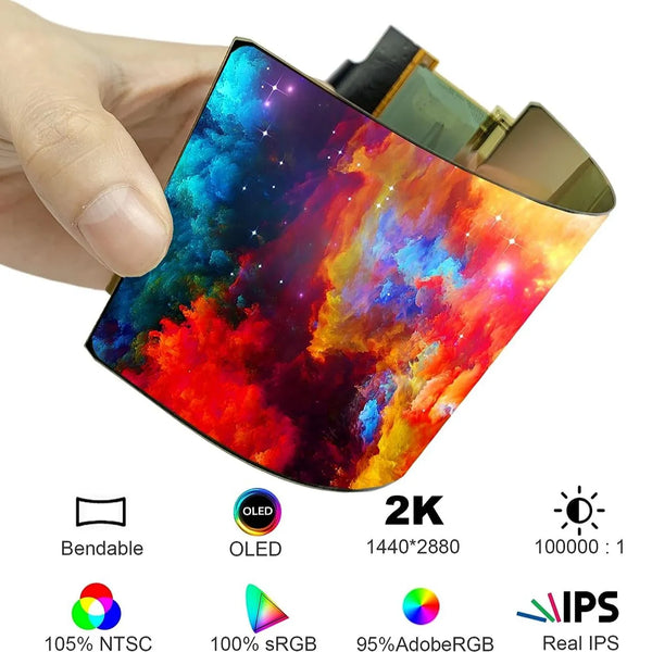 NEW Wisecoco 2K OLED Flexible Display 6 Inch IPS 2880x1440 AMOLED Ultra Slim Bendable Flexible Screen With Type C HDMI Driver Board