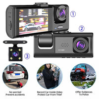 2 & 3 Dash Cam W/ IR Night Vision Loop Recording & 2" IPS Screen 1080P, Multi functional Dash cam Infared night vision, Parking lot monitoring dash cam
