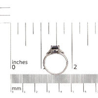 .925 Sterling Silver 9X7 mm Cushion Cut Blue Sapphire and White Diamond Step up Engagement Ring (I-J Color, I3 Clarity)