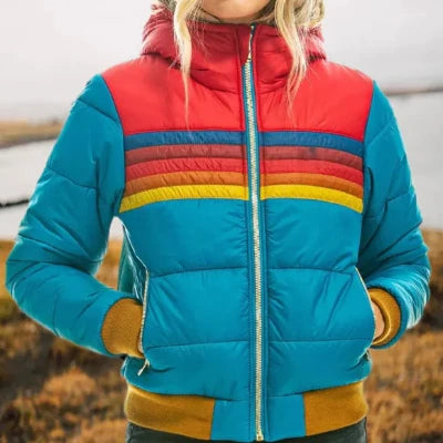 Women's Casual Hooded Printed Short Jacket, spring or fall Trendy Multi colored womens Jacket