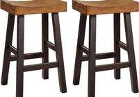 New Wooden custom Farmhouse 30.63" Pub Height Saddle Barstool, 2 Count, high Quality  Two-Tone Brown Barstools, Gorgeous classy design Barstools