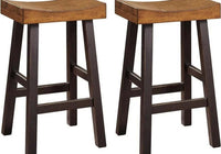 New Wooden custom Farmhouse 30.63" Pub Height Saddle Barstool, 2 Count, high Quality Two-Tone Brown Barstools