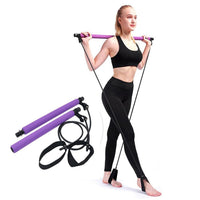 Pilates Stick Squat Training Bar with Bands, squat bar