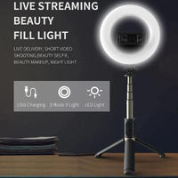 4-in-1 Wireless Selfie Stick Tripod Ring Light, Easy selfie stick