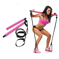 Pilates Stick Squat Training Bar with Bands, squat bar