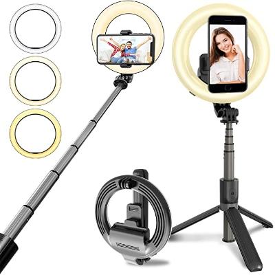 4-in-1 Wireless Selfie Stick Tripod Ring Light, Easy selfie stick