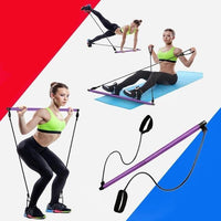 Pilates Stick Squat Training Bar with Bands, squat bar, Home Squat Bar training Pilates, portable Squat bar