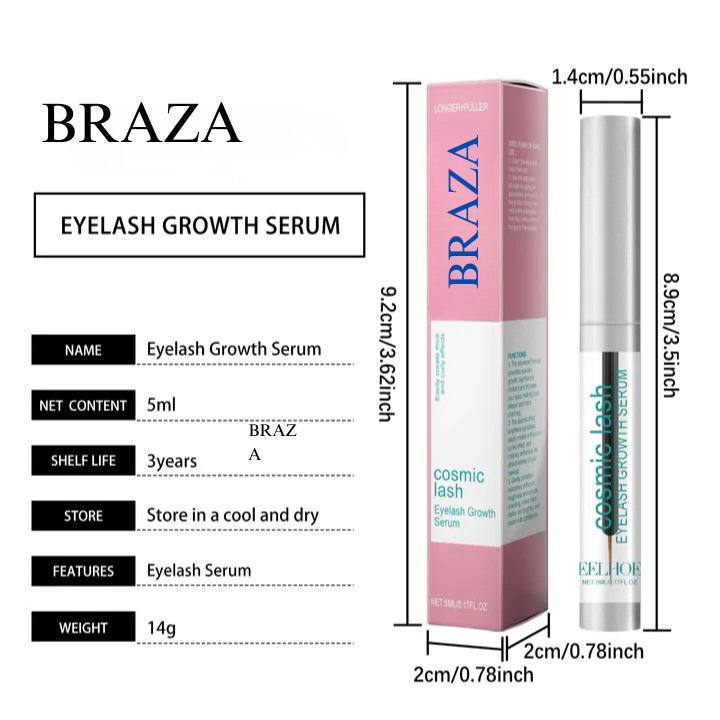 BRAZA 5ml Eyelash Extension Serum Eyebrow Lash Growth Lengthening Fuller Lasting Moisturizing Thicken Eye Lash Curly Serum