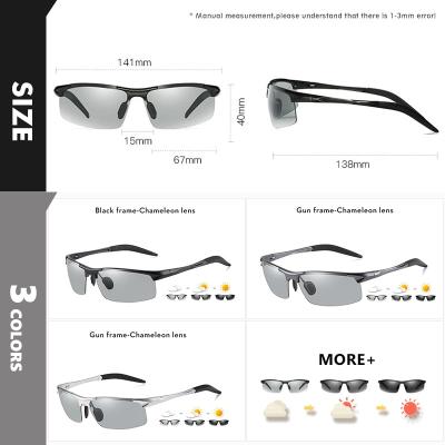 2024 Aluminum Rimless Photochromic Sunglasses, Sunlight Adapting sunglasses