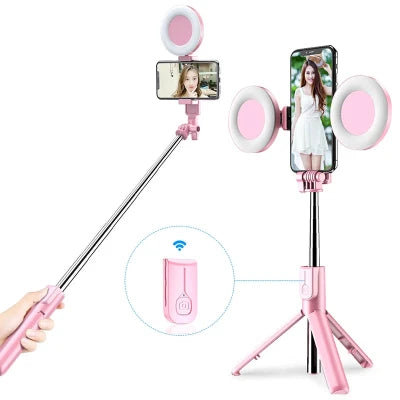 2024 New 6-in-1 Bluetooth Self Timer Selfie Stick, Most modern and effective Selfie stick with ring light duals