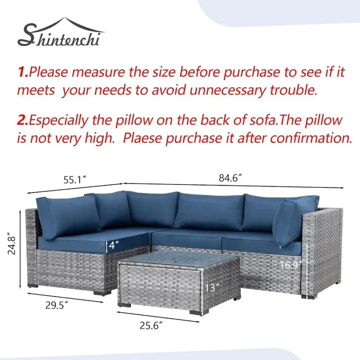 Gorgeous new 5 Pieces Outdoor Patio Sectional Sofa Couch, Silver Gray PE Wicker Furniture Conversation Sets with Washable Cushions
