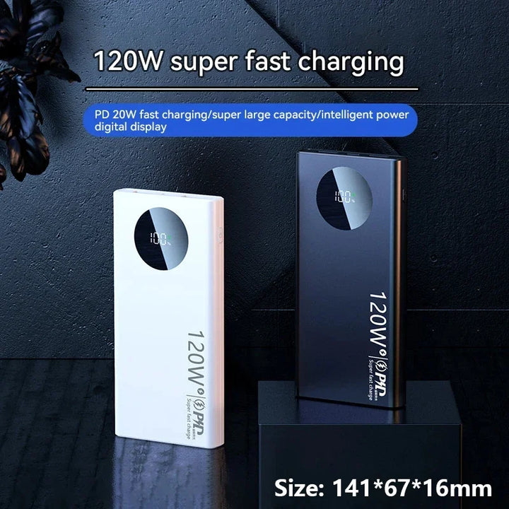 120W Super Fast Charging 50000mAh Thin and Light Power Bank, Portable Cell Phone charger,  Cell phone charger