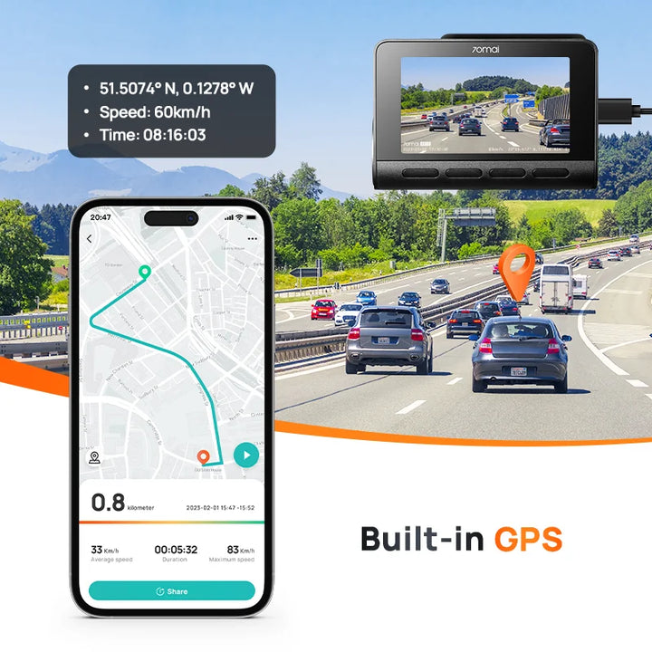 The New Global 70mai Dash Cam A810 Ultra HD 4K Built-in GPS ADAS Auto Record 150FOV Motion Detection 70mai A810 Car DVR Support Rear Cam
