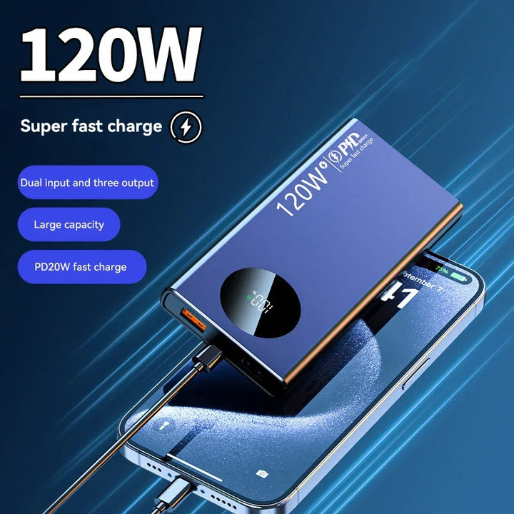 120W Super Fast Charging 50000mAh Thin and Light Power Bank, Portable Cell Phone charger,  Cell phone charger