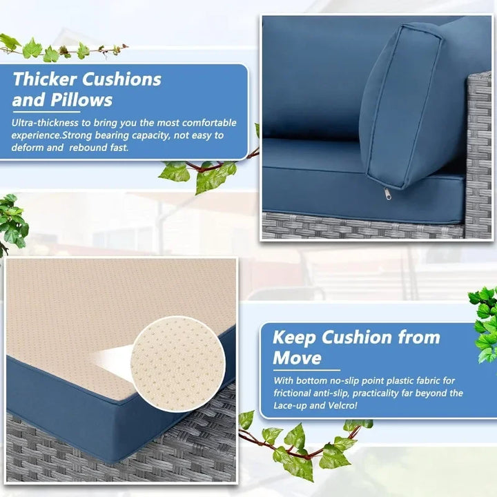 Gorgeous new 5 Pieces Outdoor Patio Sectional Sofa Couch, Silver Gray PE Wicker Furniture Conversation Sets with Washable Cushions