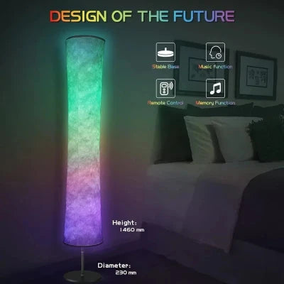 Modern Floor Lamp, RGB Color Changing Led Smart Lamp Alexa APP Control with DIY Mode, Music Sync and White Fabric Shade