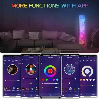 Modern Floor Lamp, RGB Color Changing Led Smart Lamp Alexa APP Control with DIY Mode, Music Sync and White Fabric Shade