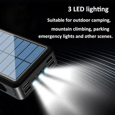 Solar Wireless Power Bank Portable 80000mAh Charger 4USB External Battery Flashlight for Xiaomi IPhone Samsung