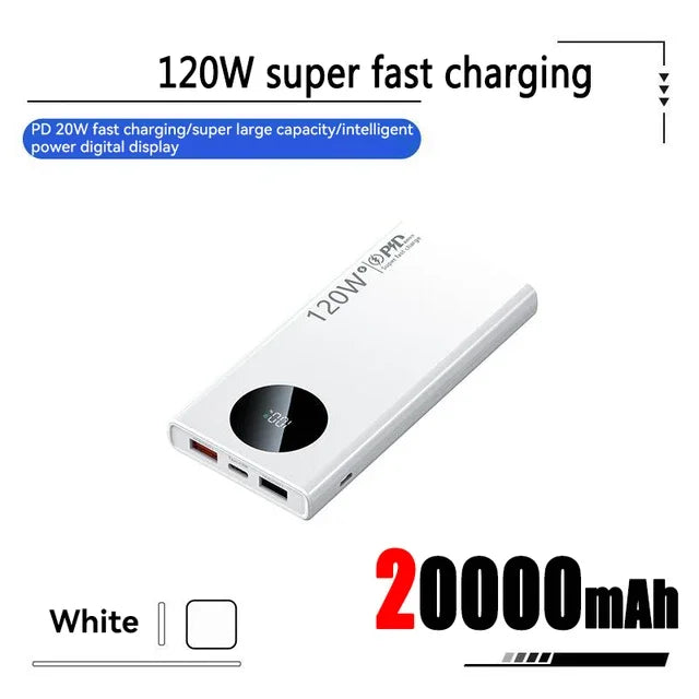 120W Super Fast Charging 50000mAh Thin and Light Power Bank, Portable Cell Phone charger,  Cell phone charger