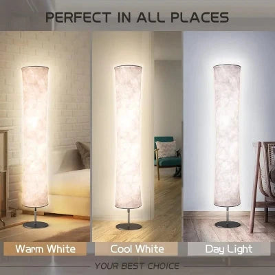 Modern Floor Lamp, RGB Color Changing Led Smart Lamp Alexa APP Control with DIY Mode, Music Sync and White Fabric Shade