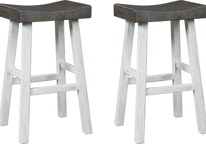 New Wooden custom Farmhouse 30.63" Pub Height Saddle Barstool, 2 Count, high Quality  Two-Tone Brown Barstools