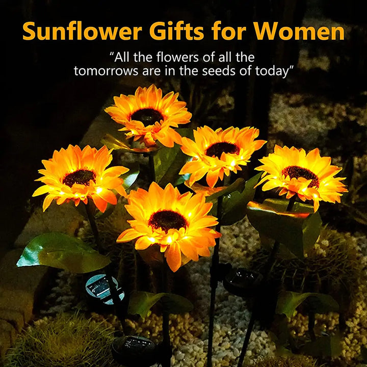 Sunflowers Solar Lawn Light, Beautiful Solar Sunflowers For Outside Patios, Decks, Gardens, Light up any Space with Sunflowers