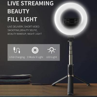 4-in-1 Wireless Selfie Stick Tripod Ring Light, Easy selfie stick