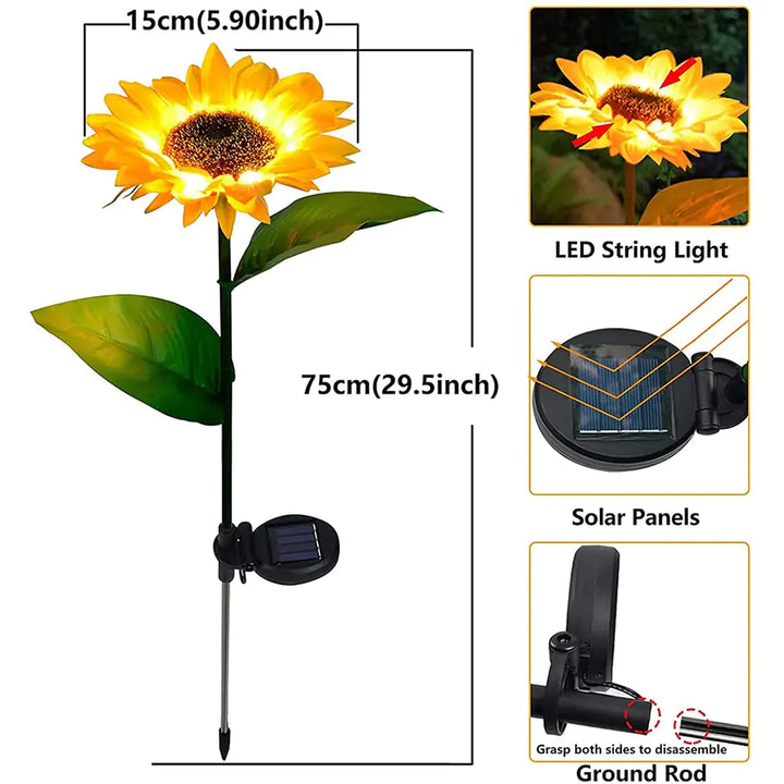 Sunflowers Solar Lawn Light, Beautiful Solar Sunflowers For Outside Patios, Decks, Gardens, Light up any Space with Sunflowers